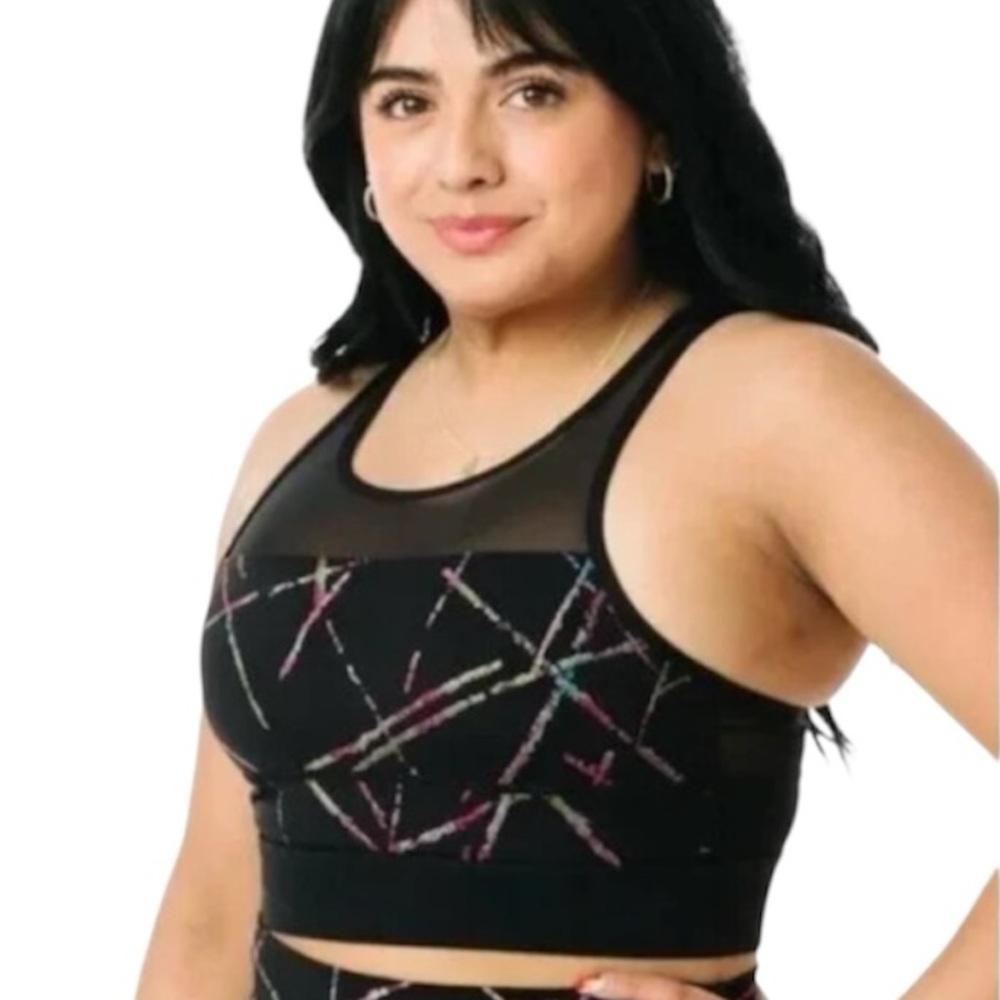 ZYIA Active Abstract Black All Star One More‎ Rep Sports Bra Size XLarge